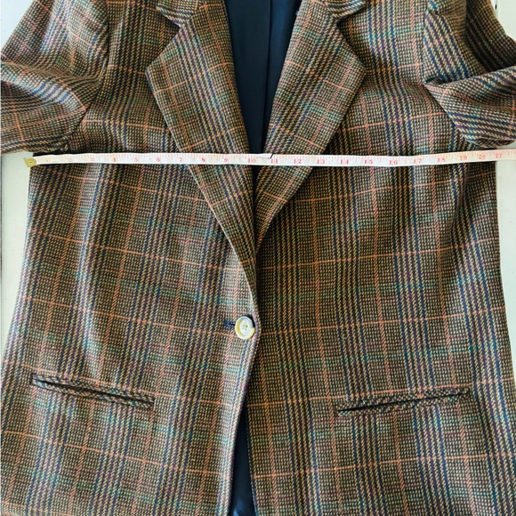 Vintage SAG HARBOR Wool Blend Brown Plaid Blazer, Woman’s Size 12 - Picture 9 of 10
